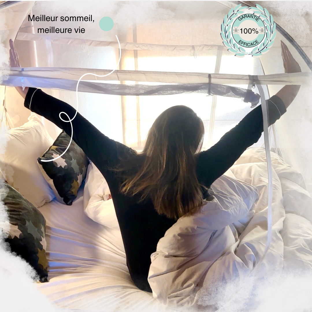 la moustiquaire de lit nopic vous permet de dormir mieux, d'être plus reposé, sans le bruit des moustiques dans les oreilles
