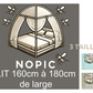 La moustiquaire de lit NOPIC se décline en trois tailles de lit : une personne, petit lit deux personnes et grand lit deux personnes